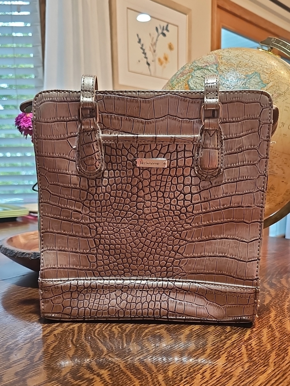 Liz Claiborne Croc-Embossed Shoulder Bag.